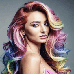 Long Curly Rainbow Hairstyle AI avatar/profile picture for women